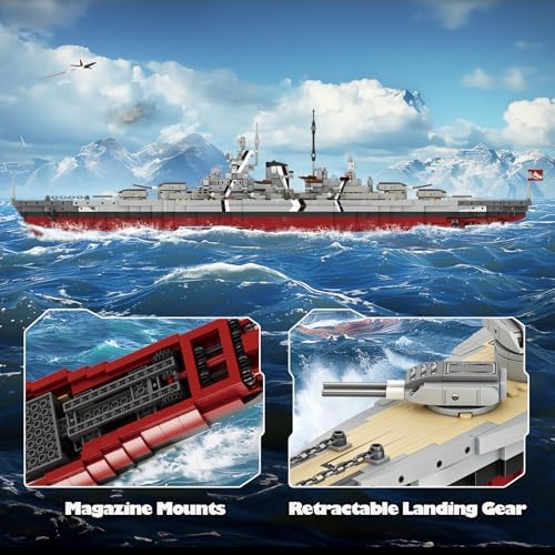 Bismarck Battleship Building Block Set - 2081 Piece Collectible Model