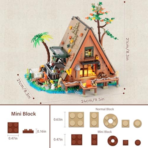 A-Frame Cabin Building Set with LED - 1486 Pcs