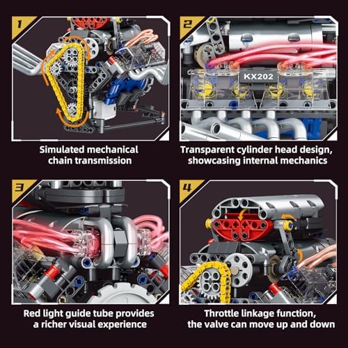 Mini V8 Engine Kit with Motor Light and APP Control