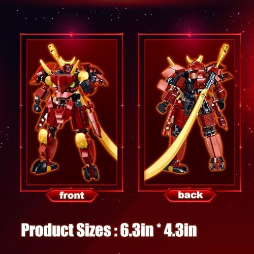 Samurai Mech Warrior Building Set with Long Sword and Openable Cockpit