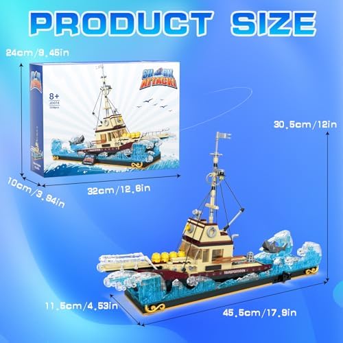 UROINT Shark Ship Building Block Set 1109 Pieces