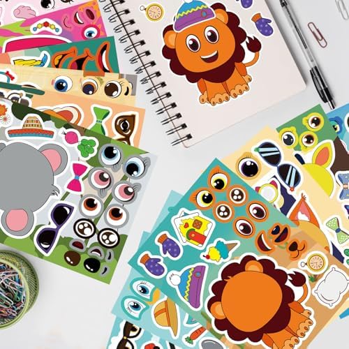 24 Sheets Make A Face Stickers for Kids
