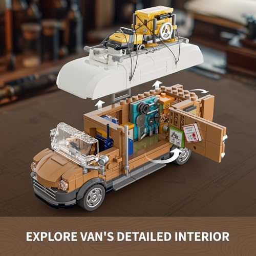 FUNWHOLE Carpentry Van Building Brick Set 496 Pcs for Adults and Teens