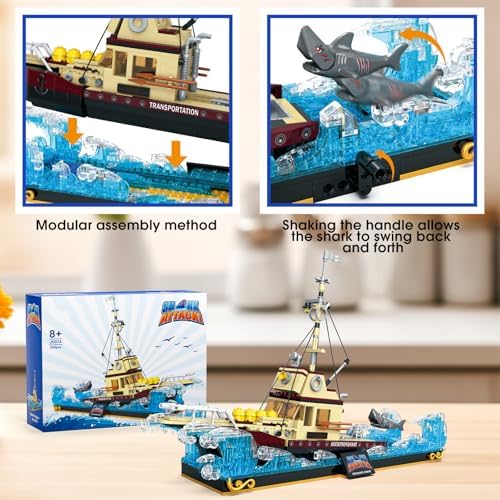 UROINT Shark Ship Building Block Set 1109 Pieces