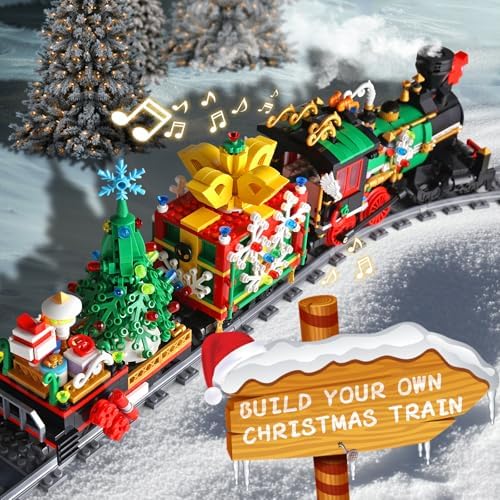 Mould King 12012 Christmas Train Building Kit with LED Light and Music