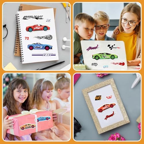 32 Sheet Race Car Stickers for Kids DIY Art Craft