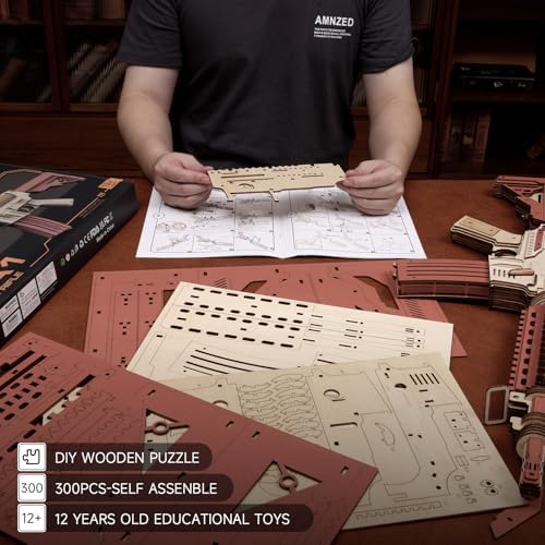 3D Wooden Puzzle Kit M4 Rifle Gun Toy for Adults