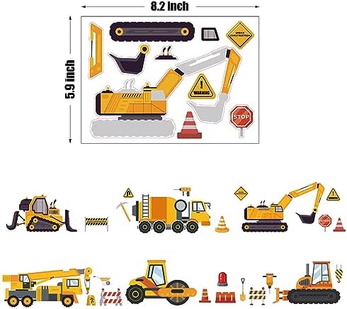 BBPOOL 24 Sheet Construction Truck Stickers for Kids