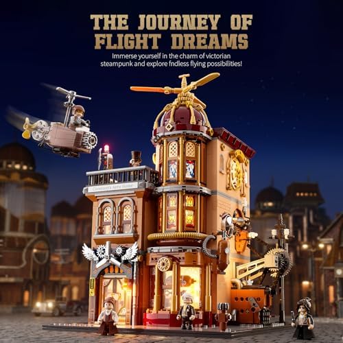 FUNWHOLE Steampunk Flying Club Lighting Building Set - 1871 Pcs