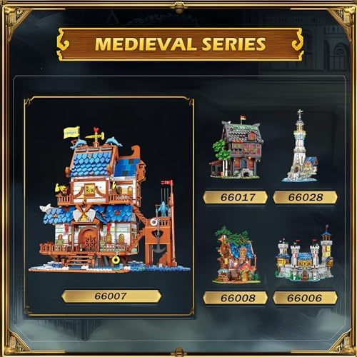 Medieval Fishing Store Lighting Building Block Set for Adults