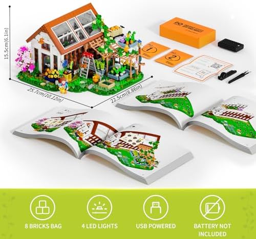FUNWHOLE Botanical Garden Greenhouse Building Set - 1428 Pcs for Adults and Teens