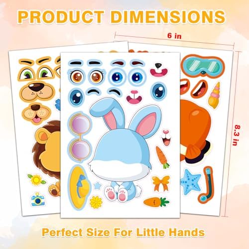 Aowplc 48 Pcs Make-a-Face Sticker Sheets for Kids