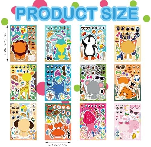 24 Sheets Make A Face Stickers for Kids