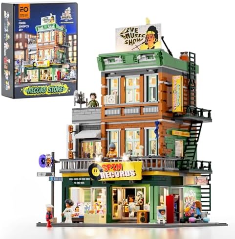FUNWHOLE Record Store Building Bricks Set 1980 Pcs