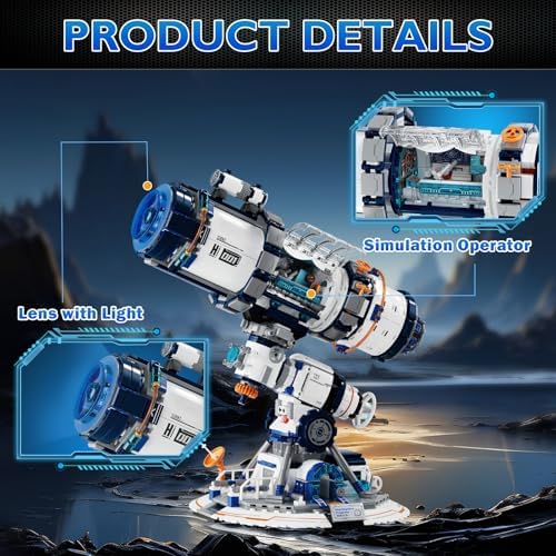 Space Telescope Building Set for Adults - 995 Pieces with Light