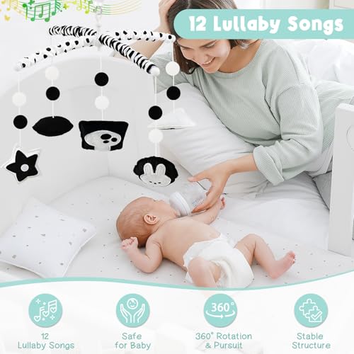 Montessori Crib Mobile with 3-Mode Music Box