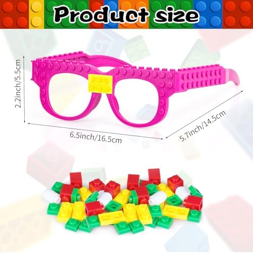 Hxezoc 12 Pcs DIY Building Bricks Glasses Set for Kids