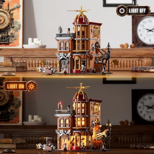 FUNWHOLE Steampunk Flying Club Lighting Building Set - 1871 Pcs