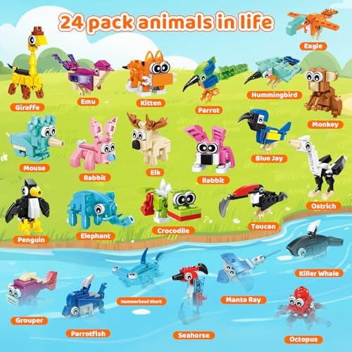 24 Pack Mini Animal Building Blocks Toy Set