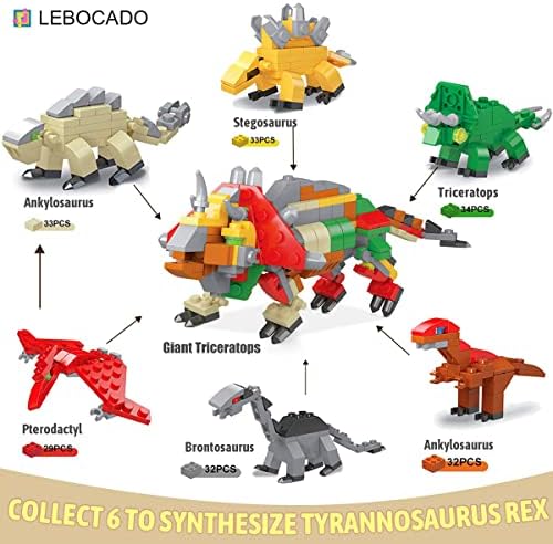 LEBOCADO Mini Dinosaur Building Blocks 12 Pack