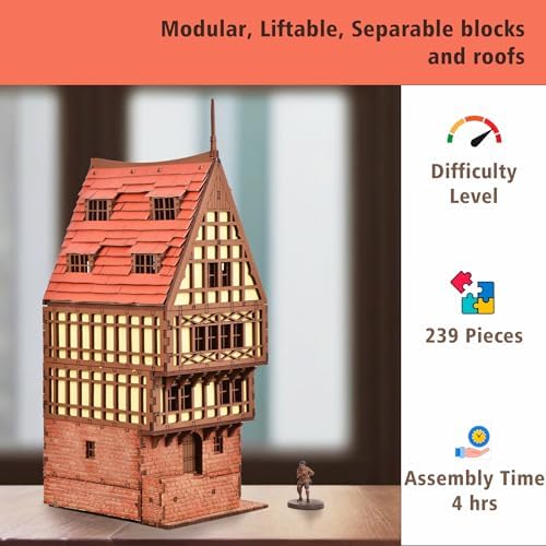 Brick Rowhouse DIY Wooden Building Kit for Adults and Teens