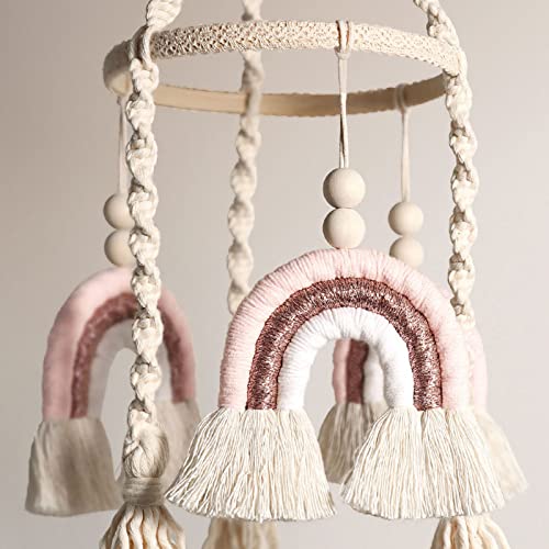 Rainbow Baby Crib Mobile - Pink Boho Decor