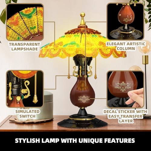 Retro-Style Table Lamp Building Set for Adults - 804 Pieces