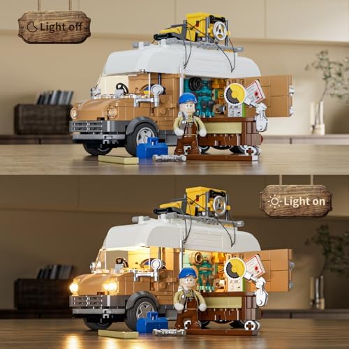 FUNWHOLE Carpentry Van Building Brick Set 496 Pcs for Adults and Teens
