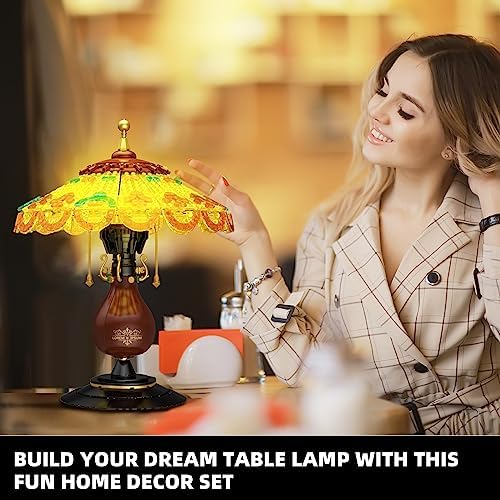 Retro-Style Table Lamp Building Set for Adults - 804 Pieces