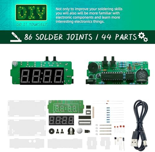 DIY Digital Clock Kit with 4-Digit Display and Acrylic Shell