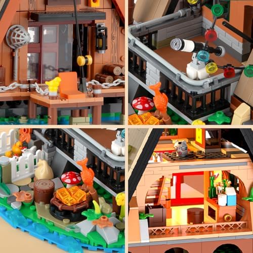 A-Frame Cabin Building Set with LED - 1486 Pcs