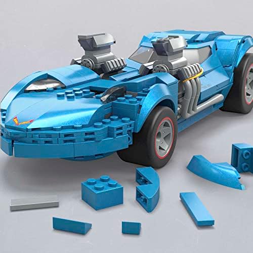 MEGA Hot Wheels Race Car Building Set Twin Mill 635 Pieces Blue