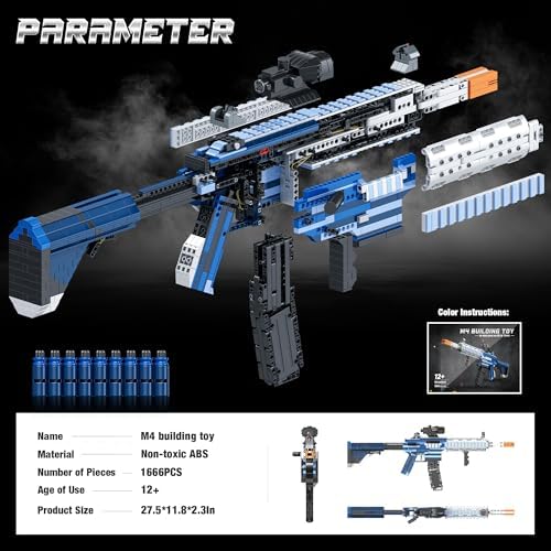 Fluorspar Blaster Building Block Gun for Adults 11 M416 Scale