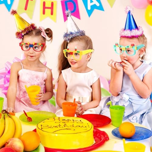 Hxezoc 12 Pcs DIY Building Bricks Glasses Set for Kids