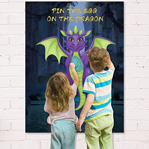 Dragon Party Game Pin The Bow On The Dragon 36 Pack Egg Stickers