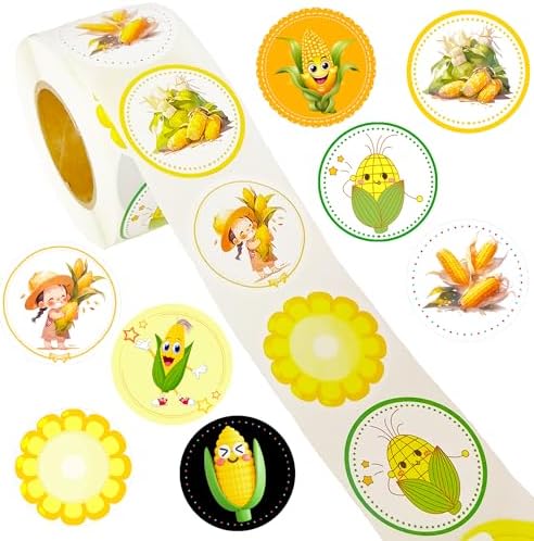 500 PCS Corn Labels Roll Stickers - Birthday Party Decorations