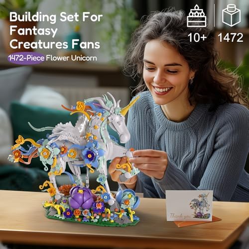 Sillbird Flowers Unicorn Building Toy Set 1472 Pieces