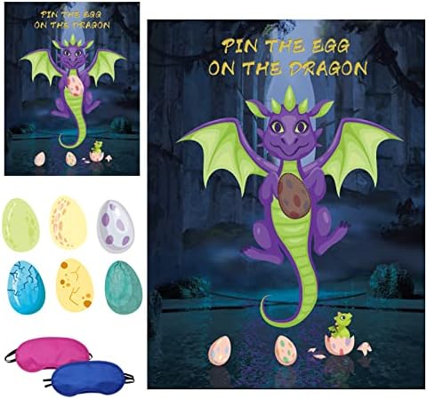 Dragon Party Game Pin The Bow On The Dragon 36 Pack Egg Stickers