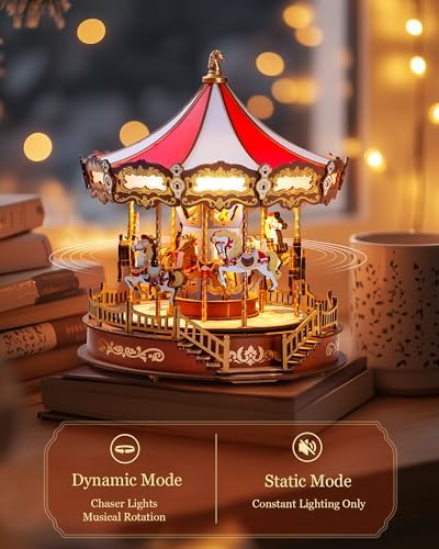 Rolife 3D Wooden Carousel Puzzle with Lights