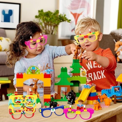Hxezoc 12 Pcs DIY Building Bricks Glasses Set for Kids