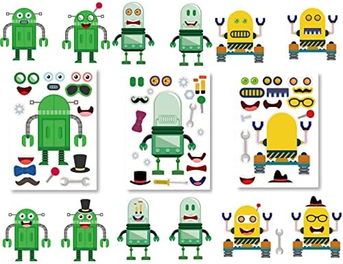 24 Sheets Robot Face Stickers DIY Craft for Kids