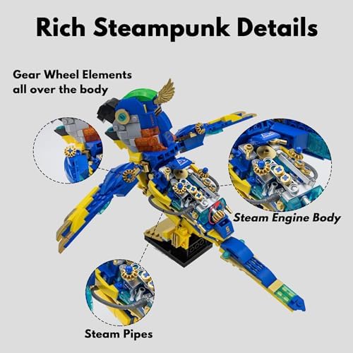 Steampunk Macaw Building Block Toy Set 490 Pcs