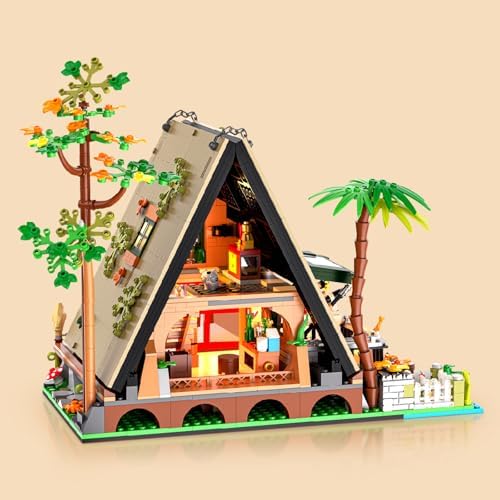A-Frame Cabin Building Set with LED - 1486 Pcs
