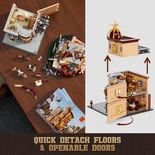 FUNWHOLE Steampunk Flying Club Lighting Building Set - 1871 Pcs