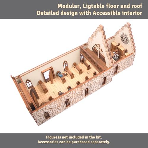 Chapel Medieval Church DIY Wooden Building Kit - 308PCS 8hrs Assembly Age 14