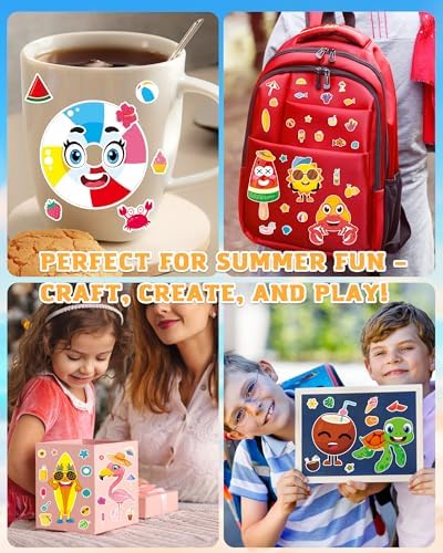 Aowplc Summer Fun Make-a-Face Sticker Set for Kids