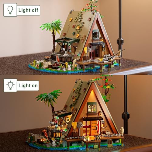 A-Frame Cabin Building Set with LED - 1486 Pcs