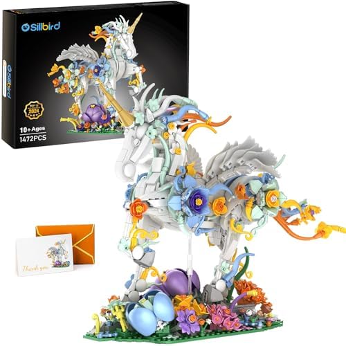 Sillbird Flowers Unicorn Building Toy Set 1472 Pieces