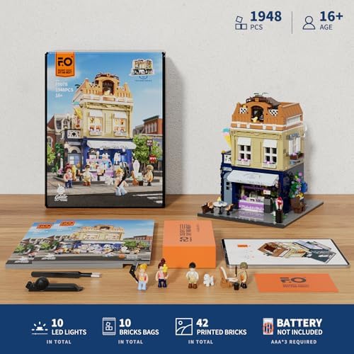 FUNWHOLE Gelato Store Modular Building Set LED Light Display