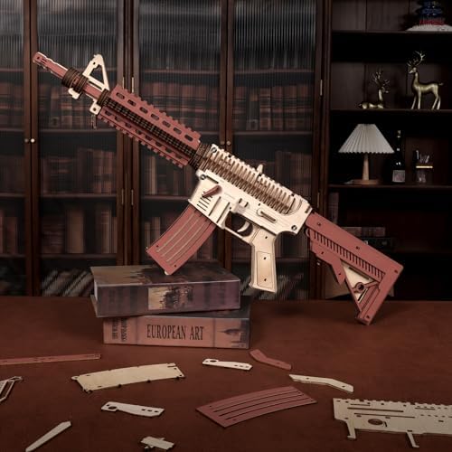 3D Wooden Puzzle Kit M4 Rifle Gun Toy for Adults
